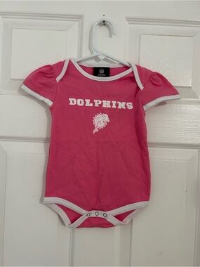 NFL Pink Dolphins Baby Bodysuit with White Trim Sz 12 months